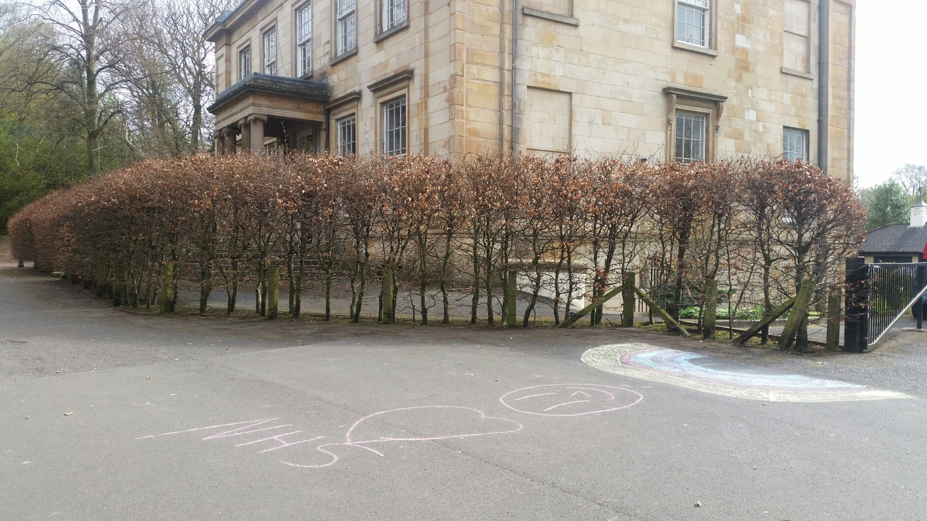 Love NHS chalked at Camphill House Queen's Park