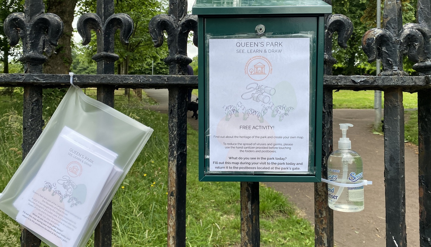 The print out maps and postboxes at Queen's Park gates back in June - the postboxes are still there in August and September for you to use.