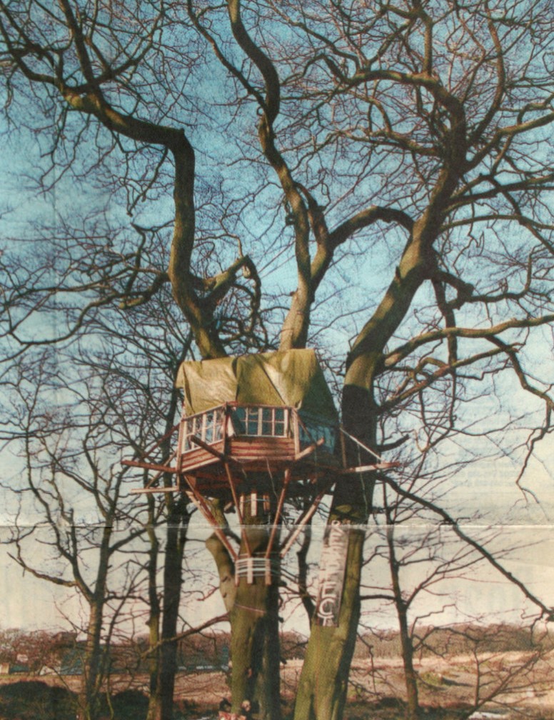 Photo of Pollok Free State treehouse from Spectrum magazine, 1995