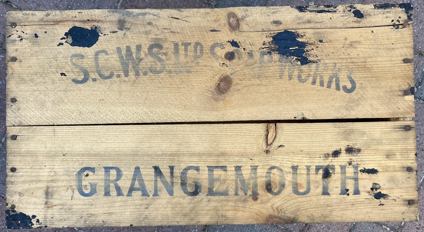 Wooden box found under the floorboards stamped: S.C.W.S. Ltd Soap Works